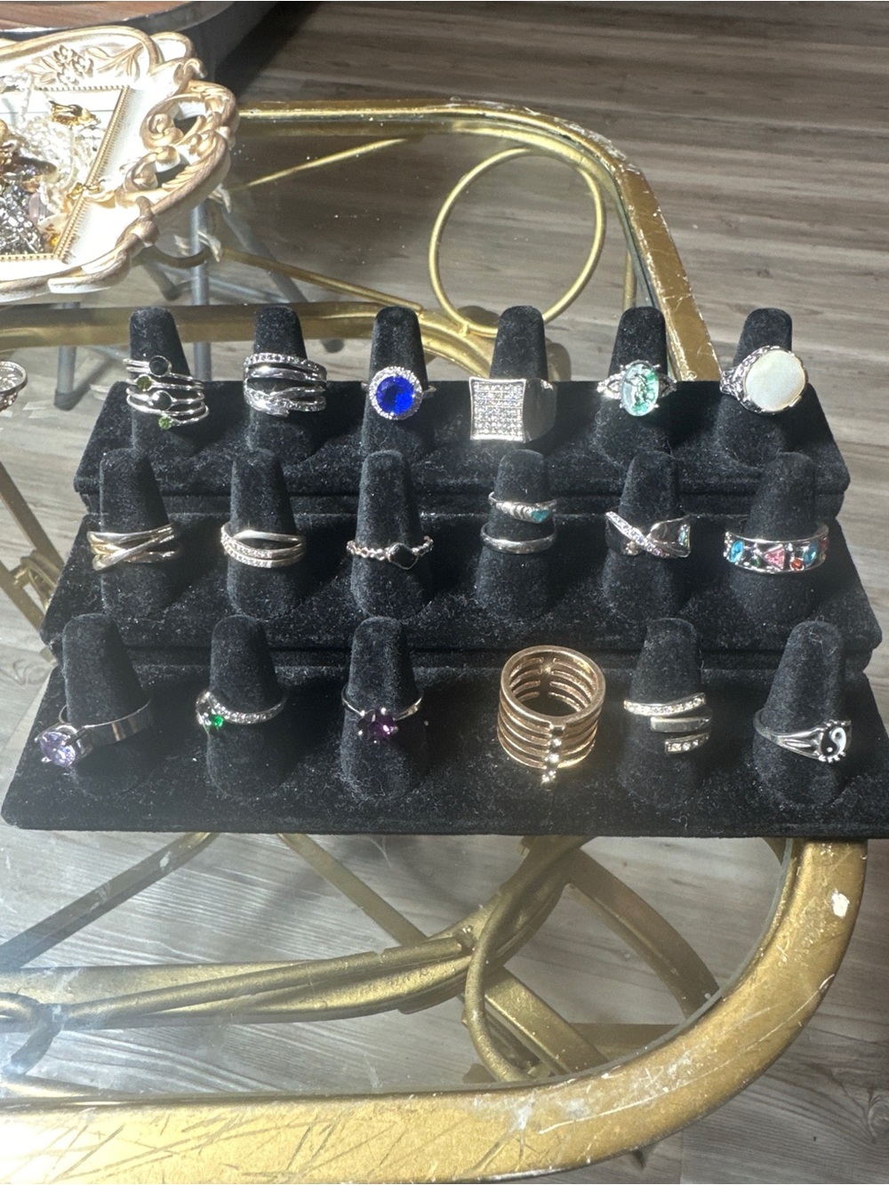 19 vintage Assorted Women's Fashion Rings - Gold, Silver & Gemstone Colors